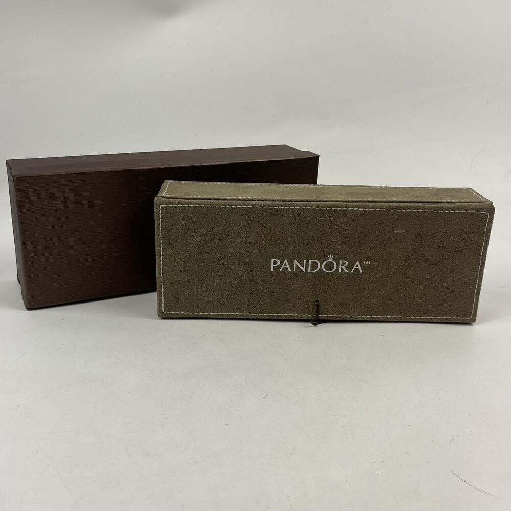 Pandora Jewelry Box Charm Case Suede Organizer Brown Multi Tray Inserts Set